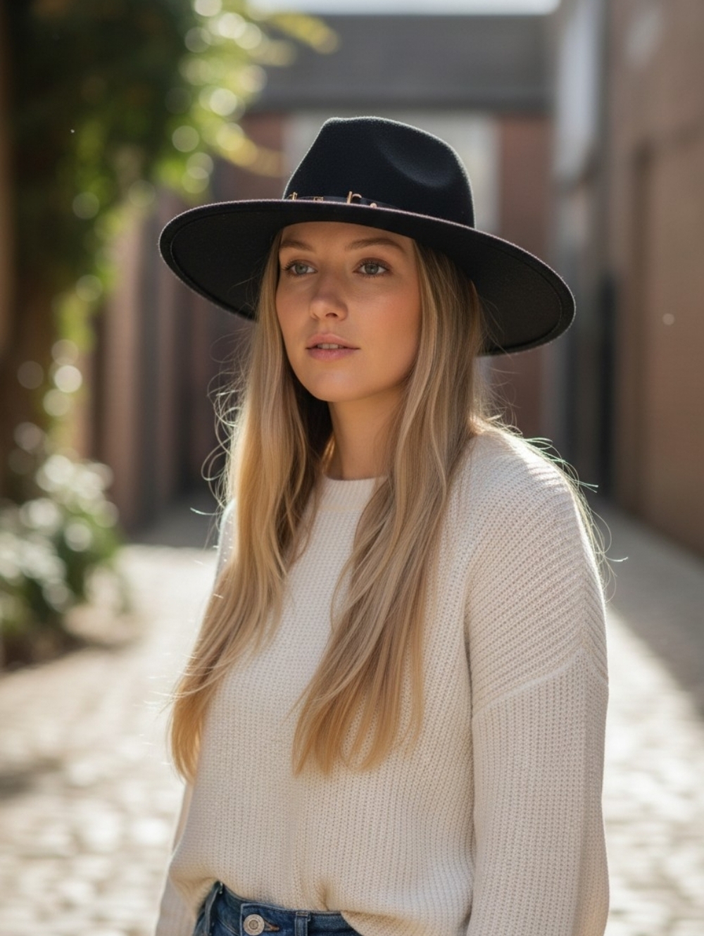 Classic Black Wide-Brim Hat - Women Accessories Adjustable Boho Trendy‎ Urban
